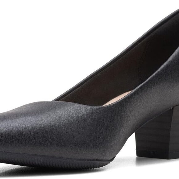 Women’s Leather Step Pump Size 10 Wide Black Rubber Sole Casual Dress Shoe - Picture 5 of 8